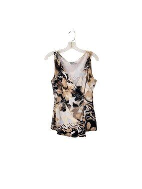Cache Floral Print Sleeveless Faux Wrap Tank Top Woman's Large
